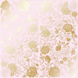 Аркуш одностороннього паперу з фольгуванням, дизайн Golden Peony Passion Light pink, 30,5см х 30,5см, ТМ Фабрика Декору