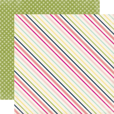 Акция! Двусторонний лист бумаги от Echo Park - Sunny Stripe, 30,5x30,5см