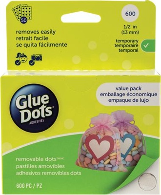 Клеевые капли Glue Dots - временное приклеивание, 600 штук, 13 мм, в листах (50 листов)