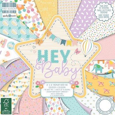 Набор бумаги для скрапбукинга First Edition - Hey Baby, 48 листов, 20х20 см