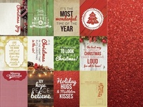 Двусторонний лист скрапбумаги от Kaisercraft - Basecoat Christmas Collection - Glitter, 12 карточек
