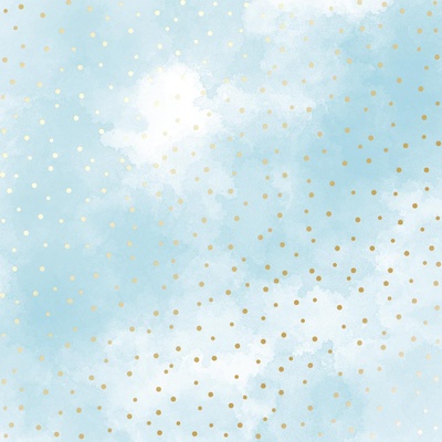 Аркуш одностороннього паперу з фольгуванням, дизайн Golden Drops,Azure water, 30,5см х 30,5см, ТМ Фабрика Декору