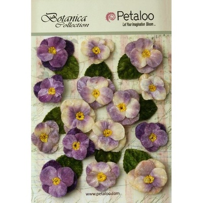 Набор объемных цветов (анютины глазки) Petaloo - Velvet Pansies x 15 - Lavender/Purple