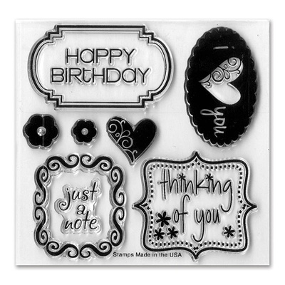 Лезвия и штампы от Sizzix - Framelits Die Set 8PK w/Stamps - Birthday & Frames