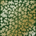 Аркуш одностороннього паперу з фольгуванням, дизайн Golden Pine cones Green aquarelle, 30,5см х 30,5см, ТМ Фабрика Декору