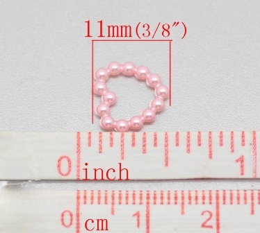 Сердце, имитация жемчуга, 11мм, цвет розовый, 10 шт.
