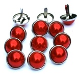 Набор брадсов Eyelet Outlet - Pearl Brads Red/Silver, цвет красный, в серебристой оправе, 12 мм, 10 штук