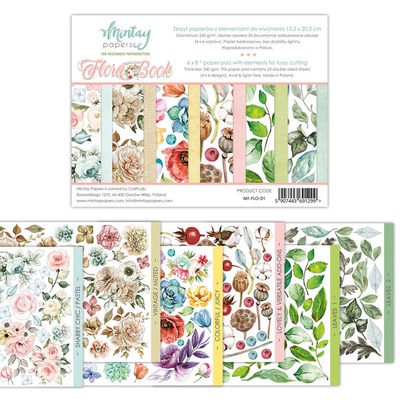 Набор скрапбумаги для вырезания Mintay Papers by Karola - Flora Book, 15х20 см, 24 листа, двусторонняя