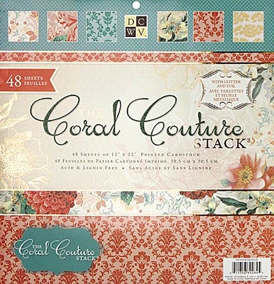 ПОЛОВИНА Набору паперу DCWV - Coral Couture Paper Stack, 30х30 см, 24 аркуші