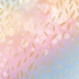 Лист односторонней бумаги с фольгированием Golden Feather Bokeh effect,ТМ Фабрика Декора