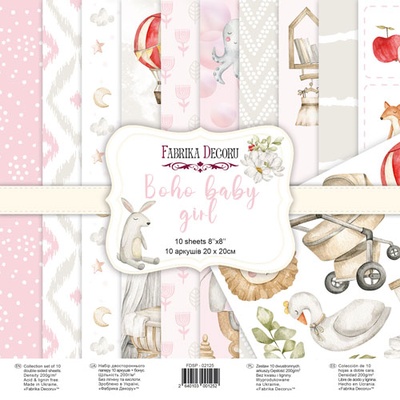 Набор скрапбумаги Boho Baby Girl 20x20см, ТМ Фабрика Декору