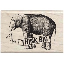 Резиновый штамп Studio G - Think big Слон, 5.5х3.5 см, на деревянном блоке