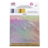 Набор термотрансферных  листов Tulip® Fashion Glitter® Shimmer Transfer Sheets, 22х28 см,  22х28 см, золото и серебро, 4 шт.