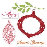 Лезвия и штампы - Sizzix - Framelits Die Set 5PK w/Stamps - Ornaments, 5 шт.