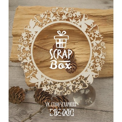 Чипборд ScrapBox - Рамка круглая Цветочная с бабочками