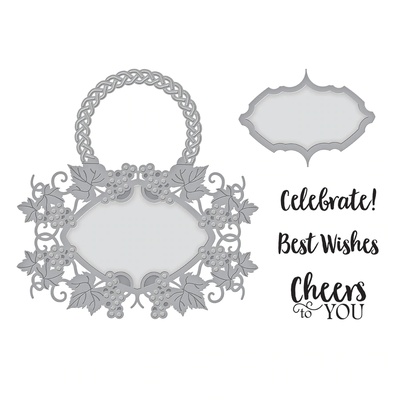 Ножи для вырубки + штампы от Spellbinders - Vineyard Wine Bottle Tag Stamp and Die Set.