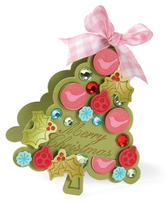 КОМИССИОНКА БУ Ножи + штампы Sizzix Framelits Die Set 8PK w/Stamps - Merry Christmas Tree от  Hero Arts 658276