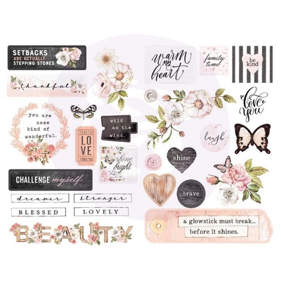 Высечки и наклейки Prima - Apricot Honey - Cardstock Ephemera, 51 шт.