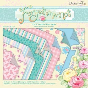 Набор бумаги от Dovecraft - Forget Me Not Backing, 30×30 см, 24 листа