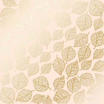 Лист односторонней бумаги с фольгированием Golden Delicate Leaves Beige, ТМ Фабрика Декора