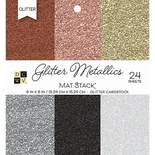 Набор кардстока DCWV Glitter Metallics Solid, 15х15 см, 24 листа, с глиттером