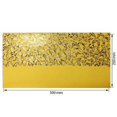 Отрез кожзама с тиснением  золотой фольгой Golden Butterflies Yellow, 50см х 25см, ТМ Фабрика Декора
