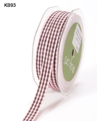 Лента SOLID/CHECK, ширина 9,5мм, цвет PINK/BROWN, 90см