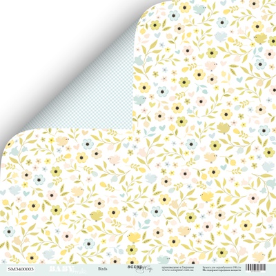 Лист двусторонней бумаги от Scrapmir - Birds - Smile Baby, 30x30 см