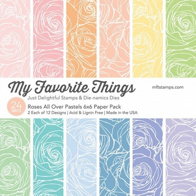 Набор бумаги My Favorite Things - Roses All Over Pastels Paper Pack, размер 15х15 см, 24 листа.