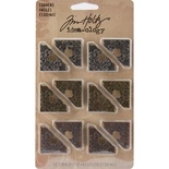 Набор металлических уголков Tim Holtz - Idea-Ology Metal Ornate Corners, 12 штук, уголки