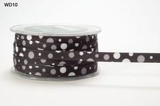Лента GROSGRAIN/BUBBLE DOT, цвет BLACK/WHITE, ширина 9,5мм, длина 90 см