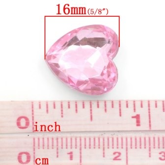 Акриловое украшение "Сердце", 17*16мм, цвет розовый, 5 шт.