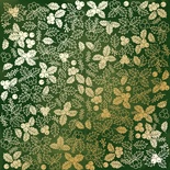 Аркуш одностороннього паперу з фольгуванням, дизайн Golden Winterberries Green aquarelle, 30,5см х 30,5см, ТМ Фабрика Декору