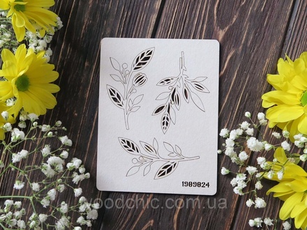 Чипборд набор букетики лиственные 2 от WOODchic, 3,8х6,6 см