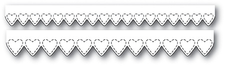 Нож для вырубки от Poppystamps - Stitched Heart Borders craft die