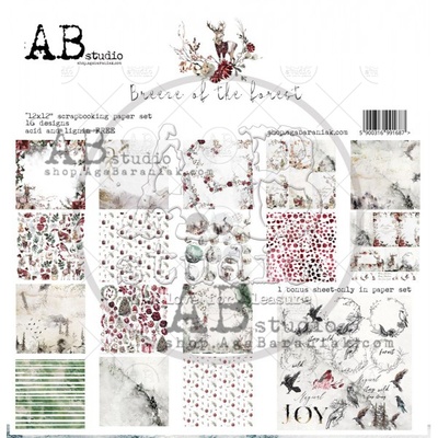 Набор бумаги от ABstudio - "Breeze of the forest"- scrapbooking paper set 8x 30х30см + bonus
