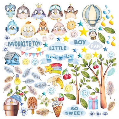 Лист с картинками для вырезания Cutie sparrow boy, ТМ Фабрика Декора
