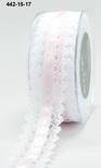 Кружево с лентой White Lace/Satin Center - Pink, ширина 3,8 см, длина 90 см, цвет розовый