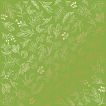 Аркуш одностороннього паперу з фольгуванням, дизайн Golden Branches, color Bright green, 30,5см х 30,5см, ТМ Фабрика Декору