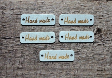 Деревянные бирочки Hand Made, прямоугольные, 30х10 мм, 5 шт.