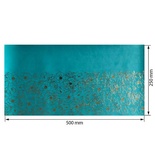 Отрез кожзама с тиснением  золотой фольгой Golden Pion Turquoise, размер 500мм х 250мм, ТМ Фабрика Декора