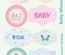 Цветной чипборд-рамки от Евгения Курдибановская ТМ - Baby Shower, 6 рамок + 6 вкладышей, арт.002205