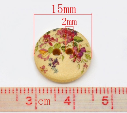 Деревянная пуговица Flower B12760,  диаметр 15 мм, 1 шт.