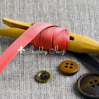 Лента American Crafts двусторонняя в ромбики, голубо-кирпичная, ширина 9,5мм, 90 см