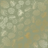 Лист односторонней бумаги с фольгированием Golden Tropical Leaves Olive,ТМ Фабрика Декора