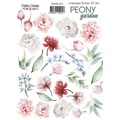 Набор наклеек (стикеров) 27 шт Peony garden 215, ТМ Фабрика Декора