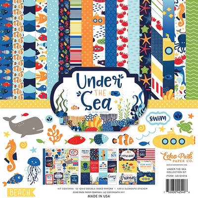 Набор бумаги от Echo Park - Under the Sea, 30х30 см, 12 листов + 1 лист наклеек