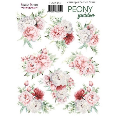 Набор наклеек (стикеров) 8 шт Peony garden 214, ТМ Фабрика Декора