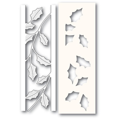 Набор из ножа для вырубки и трафарета от Poppystamps - Holly Side Strips and Stencil