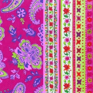 Салфетка для декупажа "Цветы и узоры", цвет фона: розовый, размер: 33х33 см